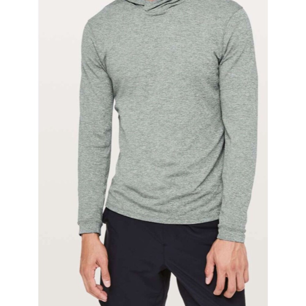 Lululemon Drysense Hoodie Mens S/M Heathered Sea Steel Long Sleeve Pullover